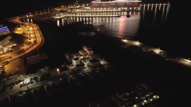 Vista Aérea Nocturna Del Puerto Ibiza Julio 2022 — Vídeo de stock