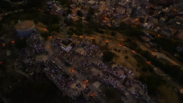 Drone Πυροβολήθηκε Γύρω Από Bunkers Carmel Βράδυ Της Βαρκελώνης Στις — Αρχείο Βίντεο