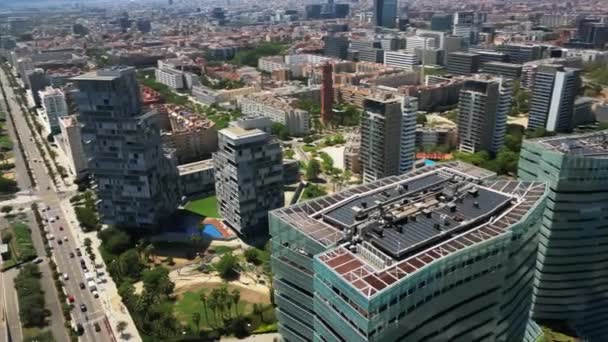 Aerial View High Building Diagonal Mar Barcelona Hiszpania Aug 2022 — Wideo stockowe