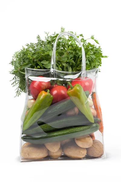 Nákupní taška s zeleninou — Stock fotografie