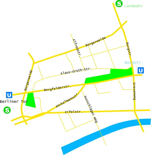 La mappa di Borgfelde — Vettoriale Stock