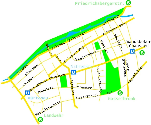 La mappa di Eilbek — Vettoriale Stock