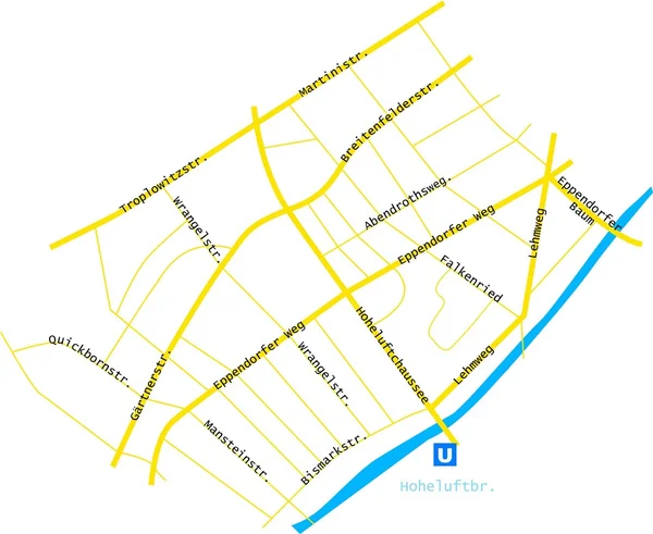 La mappa di Hoheluft — Vettoriale Stock