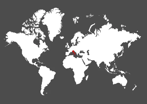 Schema dell'Italia nella mappa del mondo — Vettoriale Stock