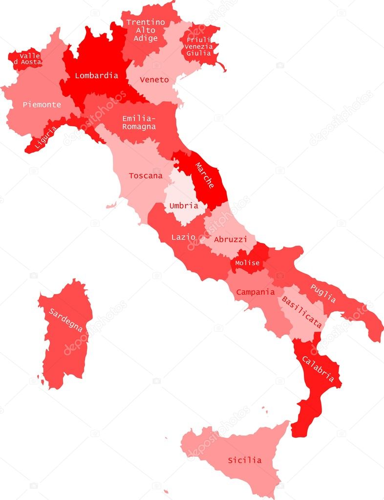 Map of the wine regions of Italy