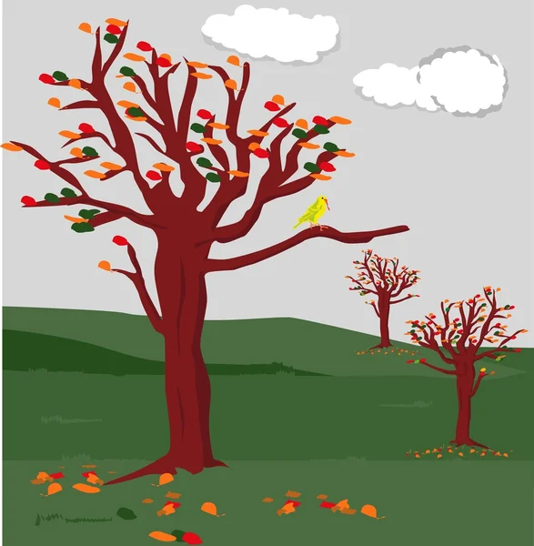 Árbol en otoño — Vector de stock