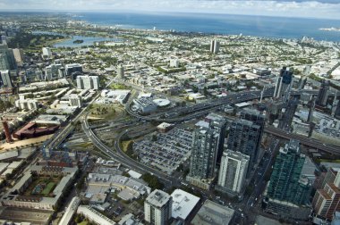 güzel cityscape Melbourne, Avustralya. havadan görünümden sk
