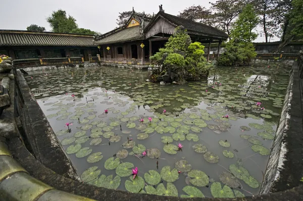 皇帝町フエの蓮の池。ベトナム. — ストック写真