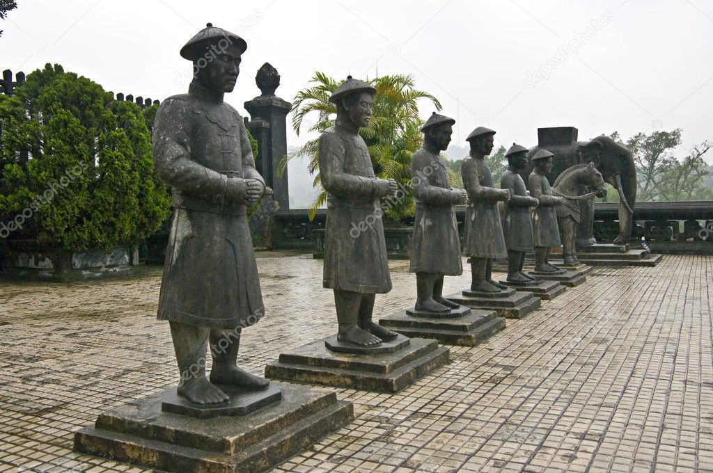 Stone Mandarin Honor Guards at Tomb of Khai Dinh, Hue, Vietnam.