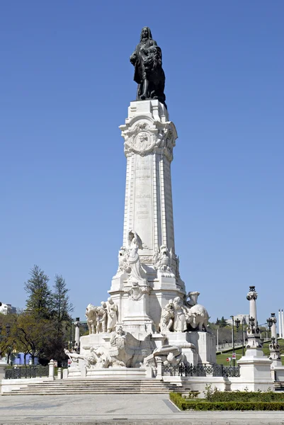 Vista de Lisboa con monumento a la marquesa Pombal. Lisboa, Portuga — Foto de Stock