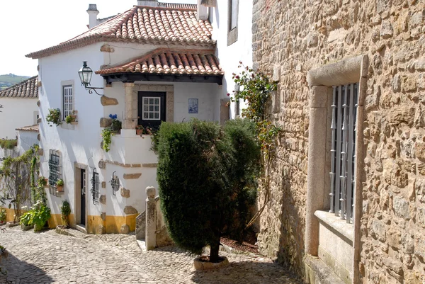 Uitzicht op de middeleeuwse ommuurde stad van obidos in westelijke portugal — Stockfoto