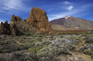Volkan el teide ve los roques. ada tenerife, İspanya.