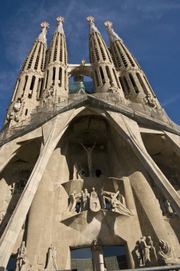 Towers of the Sagrada Familia church in Barcelona, Spain.
