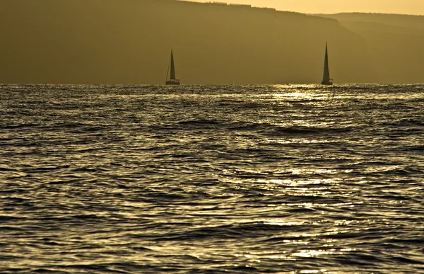 Two yachts in Atlantic Ocean, — Stockfoto