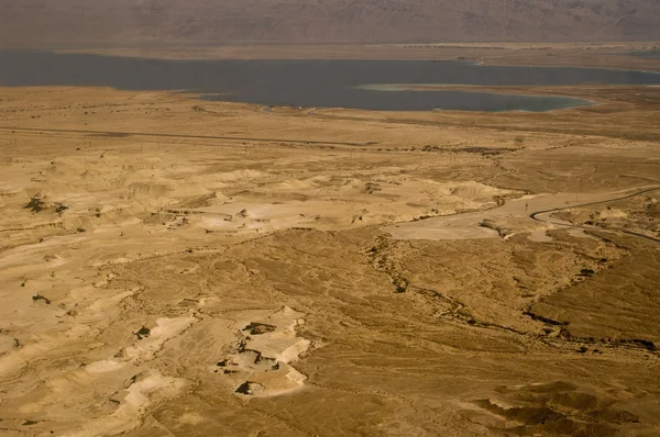 Dode zee uitzicht vanaf masada, laagste plaats op aarde. — Stockfoto