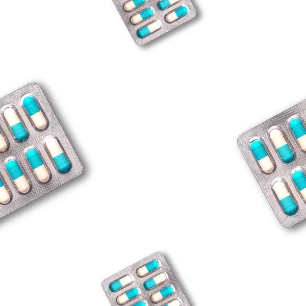 Tabletki Kapsułkach Białym Tle Bez Szwu — Zdjęcie stockowe