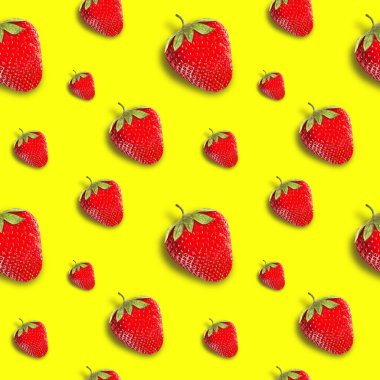 Parlak bir arka planda olgun, sulu çilekler. Kusursuz arkaplan.