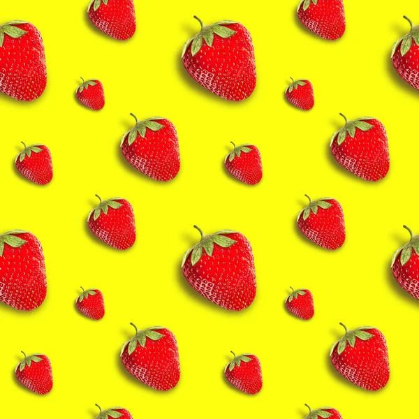 Ripe Juicy Strawberries Bright Background Seamless Background — Stock Photo, Image