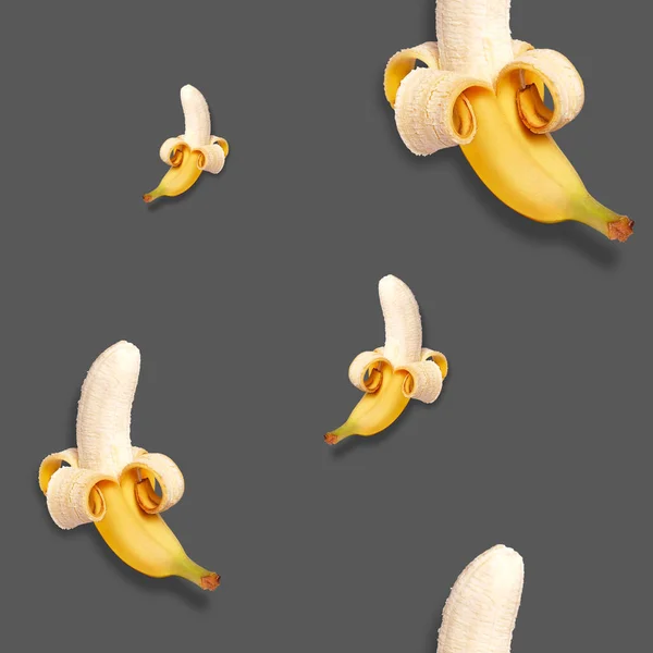 Reife Banane Auf Hellem Hintergrund Nahtloses Muster — Stockfoto