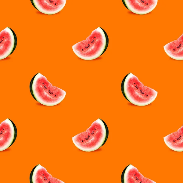 Slices Ripe Watermelon Bright Background Seamless Pattern — Stock Photo, Image