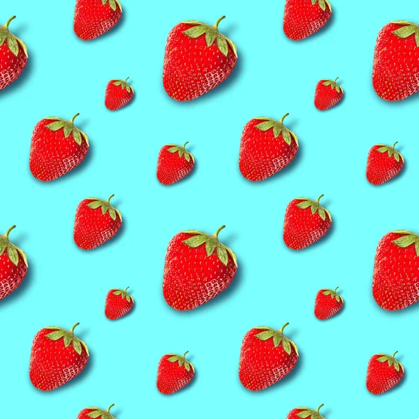 Ripe Juicy Strawberries Bright Background Seamless Background — Stock Photo, Image