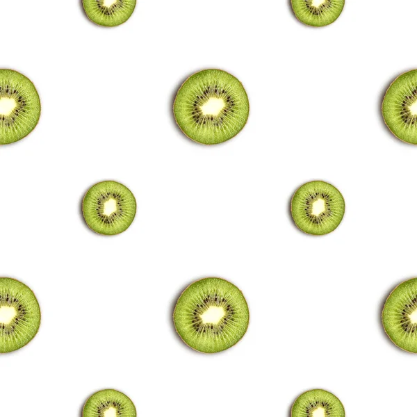 Ripe Kiwi White Background Seamless Pattern — Stock Photo, Image