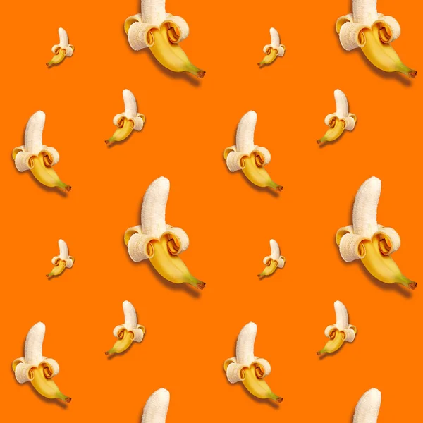Reife Banane Auf Hellem Hintergrund Nahtloses Muster — Stockfoto
