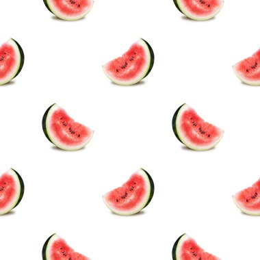 Beyaz zemin üzerinde olgun karpuz dilimleri, kusursuz desen..