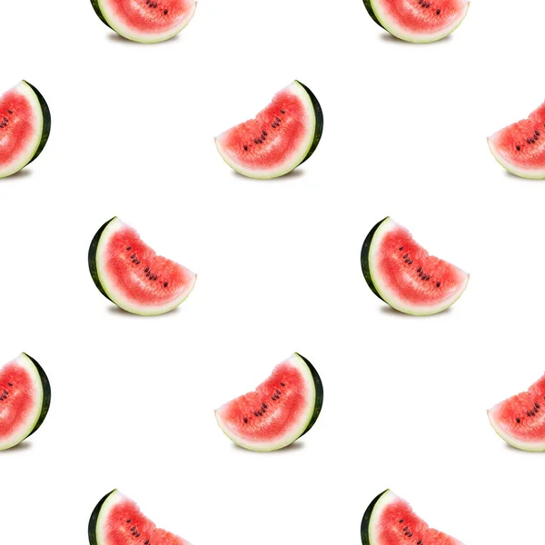 Slices Ripe Watermelon White Background Seamless Pattern — Stock Photo, Image