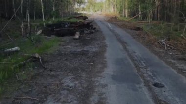 War in Ukraine, Remains of Destroyed and burned by Ukrainian troops Russian battle tank of the Russian invaders in Ukraine 2022, Kiev region. Destruction and escalation concept