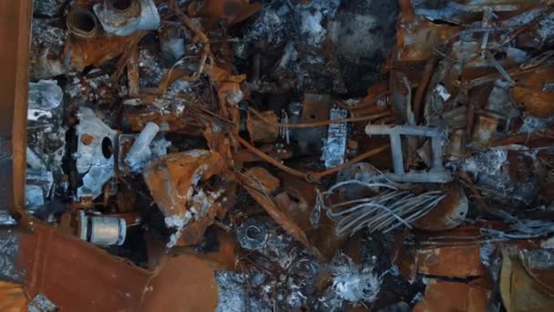 Війна Україні Залишки Спустошених Спалених Українськими Військами Російським Бойовим Танком — стокове відео
