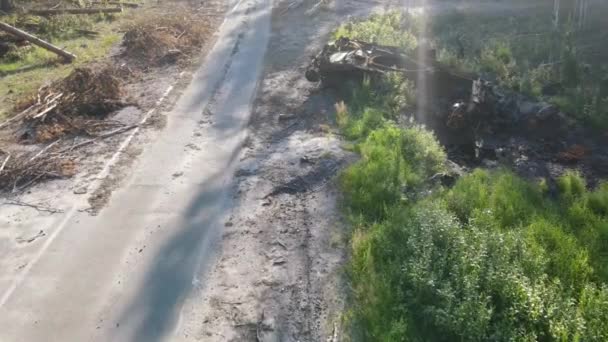 War Ukraine Remains Destroyed Burned Ukrainian Troops Russian Battle Tank — Vídeos de Stock