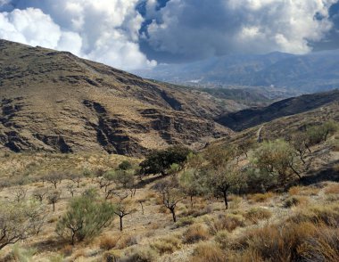 İspanya 'nın güneyindeki Almerya Vadisi bulutlu bir günde