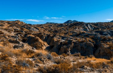 İspanya 'nın güneyinde gün batımında Tabernas Çölü