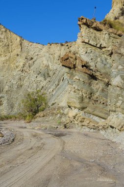 İspanya 'nın güneyinde gün batımında Tabernas Çölü