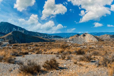 İspanya 'nın güneyinde gün batımında Tabernas Çölü