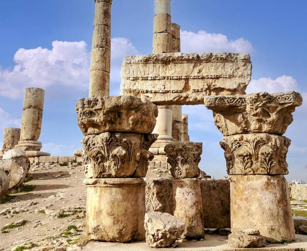 Roman Archeological Remains Amman Capital Jordan Cloudy Day — Stock Photo, Image