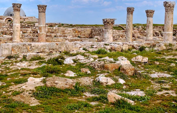 Restos Arqueológicos Romanos Ammán Capital Jordania Día Nublado —  Fotos de Stock