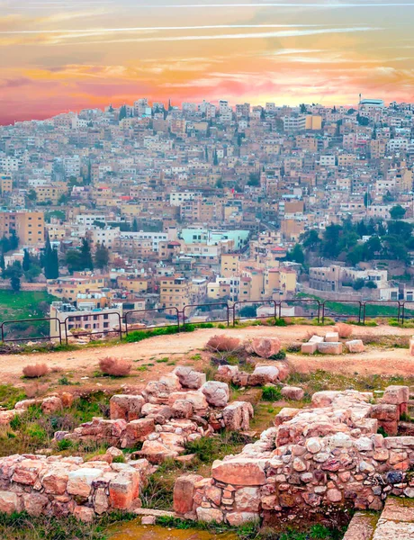 Letecký Pohled Ammán Hlavní Město Jordánska Zamračený Den — Stock fotografie
