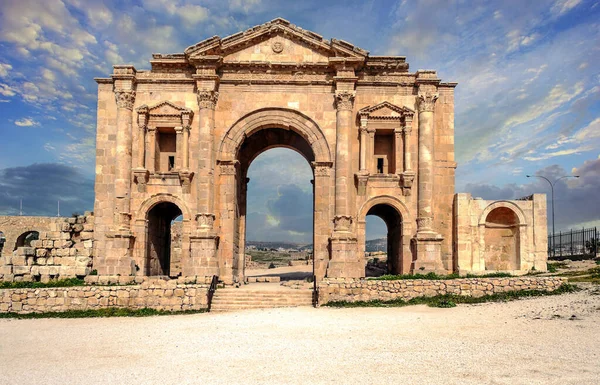 Restes Archéologiques Romains Jerash Jordanie Par Une Journée Ensoleillée — Photo