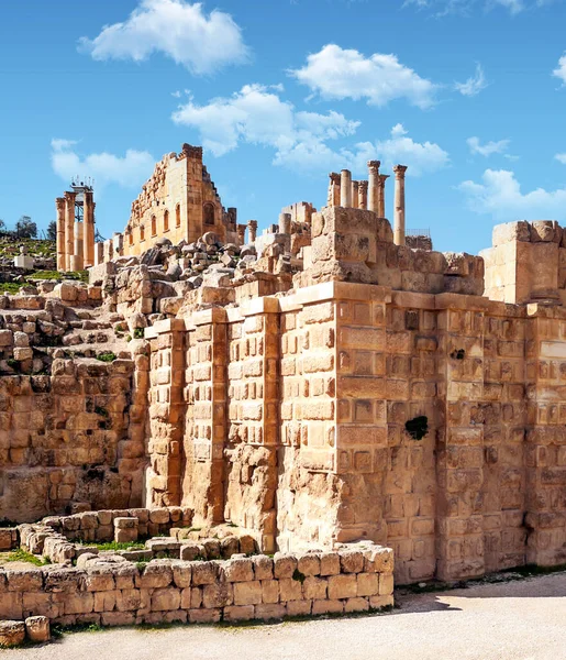 Romerska Arkeologiska Lämningar Jerash Jordanien Solig Dag — Stockfoto