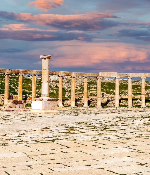 Restos Arqueológicos Romanos Jerash Jordania Día Soleado —  Fotos de Stock