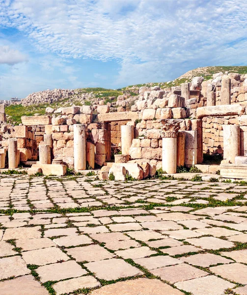 Romeinse Archeologische Overblijfselen Jerash Jordanië Een Zonnige Dag — Stockfoto