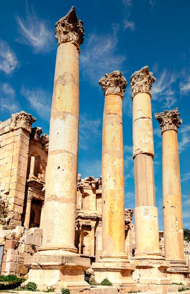 Restes Archéologiques Romains Jerash Jordanie Par Une Journée Ensoleillée — Photo