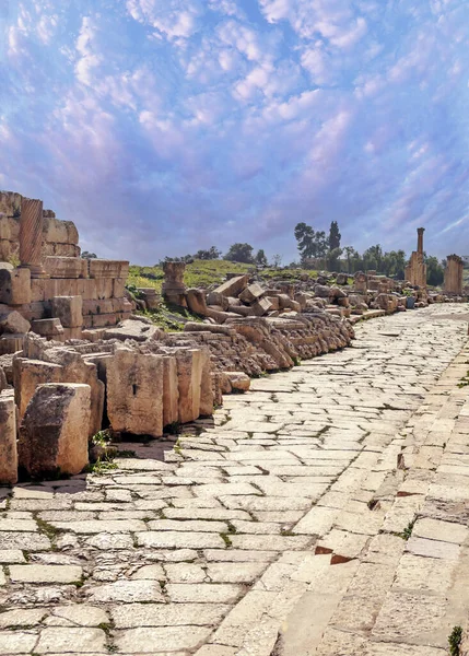 Romeinse Archeologische Overblijfselen Jerash Jordanië Een Zonnige Dag — Stockfoto