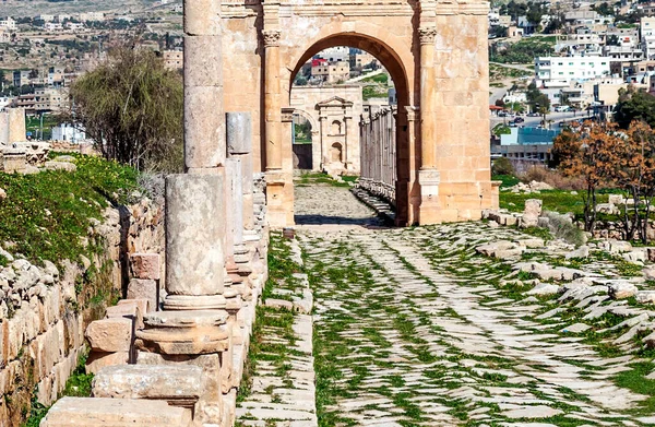 Ruinas Arqueológicas Romanas Jerash Jordania Día Soleado —  Fotos de Stock