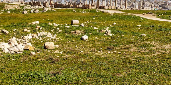 Restos Arqueológicos Romanos Jerash Jordania Día Soleado — Foto de Stock