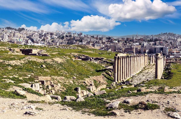 Римские Археологические Останки Джераше Иордании Солнечный День — стоковое фото