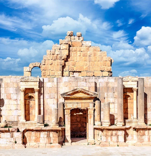 Restos Arqueológicos Romanos Jerash Jordania Día Soleado —  Fotos de Stock