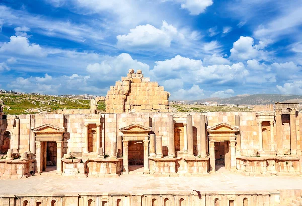 Restes Archéologiques Romains Jerash Jordanie Par Une Journée Ensoleillée — Photo